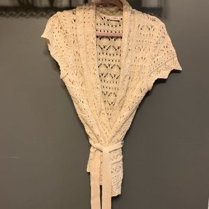 Cream knit belted sweater. Cato